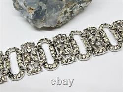 Vintage Art Deco 1935 Trifari KTF Alfred Philippe Pave Rhinestone Wide Bracelet