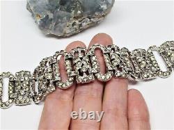 Vintage Art Deco 1935 Trifari KTF Alfred Philippe Pave Rhinestone Wide Bracelet