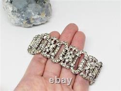 Vintage Art Deco 1935 Trifari KTF Alfred Philippe Pave Rhinestone Wide Bracelet