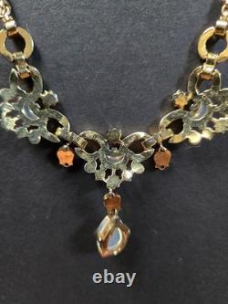 Vintage C1949 Trifari Alfred Philippe Claire De Lune Moonstone Ruby Necklace