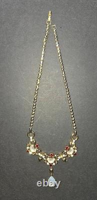 Vintage C1949 Trifari Alfred Philippe Claire De Lune Moonstone Ruby Necklace
