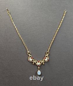 Vintage C1949 Trifari Alfred Philippe Claire De Lune Moonstone Ruby Necklace