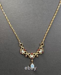 Vintage C1949 Trifari Alfred Philippe Claire De Lune Moonstone Ruby Necklace