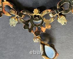 Vintage C1949 Trifari Alfred Philippe Claire De Lune Moonstone Ruby Necklace