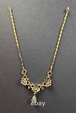 Vintage C1949 Trifari Alfred Philippe Claire De Lune Moonstone Ruby Necklace