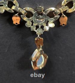 Vintage C1949 Trifari Alfred Philippe Claire De Lune Moonstone Ruby Necklace