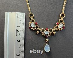 Vintage C1949 Trifari Alfred Philippe Claire De Lune Moonstone Ruby Necklace