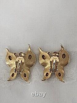 Vintage CROWN TRIFARI ALFRED PHILIPPE Rhinestone BUTTERFLY Clip on Earrings