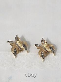Vintage CROWN TRIFARI ALFRED PHILIPPE Rhinestone BUTTERFLY Clip on Earrings