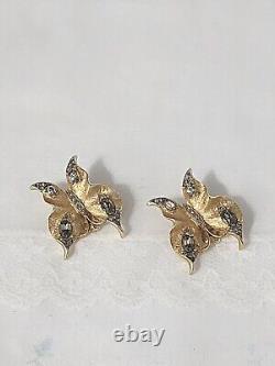 Vintage CROWN TRIFARI ALFRED PHILIPPE Rhinestone BUTTERFLY Clip on Earrings