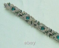 Vintage CROWN TRIFARI Alfred Philippe Green Glass Stone/Rhinestone Bracelet