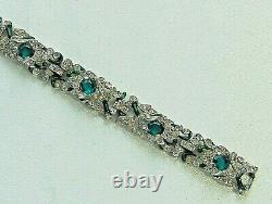 Vintage CROWN TRIFARI Alfred Philippe Green Glass Stone/Rhinestone Bracelet