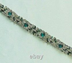 Vintage CROWN TRIFARI Alfred Philippe Green Glass Stone/Rhinestone Bracelet