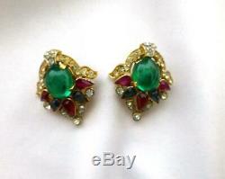 Vintage CROWN TRIFARI Alfred Philippe Jewels of India Crown Brooch &Earrings Set