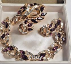 Vintage CROWN TRIFARI Purple Rhinestone ALFRED PHILIPPE Set