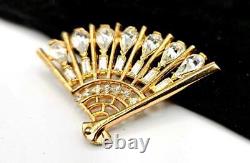 Vintage Crown TRIFARI Alfred Philiippe Pat. Pend. Rhinestone Fan Brooch