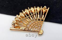 Vintage Crown TRIFARI Alfred Philiippe Pat. Pend. Rhinestone Fan Brooch