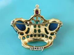 Vintage Crown TRIFARI Alfred Philippe Cabochon & Rhinestone Regal Crown Brooch
