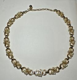 Vintage Crown TRIFARI Alfred Philippe Pearls Rhinestones Infinite Necklace DC2