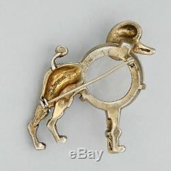 Vintage Crown TRIFARI Alfred Philippe Sterling Jelly Belly Poodle Dog Brooch Pin