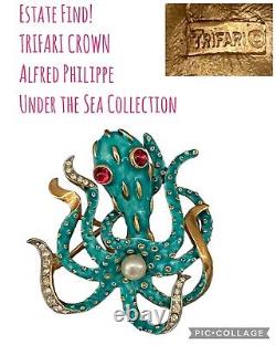 Vintage Crown TRIFARI Alfred Philippe Under The Sea Collection Octopus Brooch