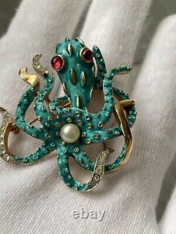Vintage Crown TRIFARI Alfred Philippe Under The Sea Collection Octopus Brooch