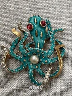 Vintage Crown TRIFARI Alfred Philippe Under The Sea Collection Octopus Brooch