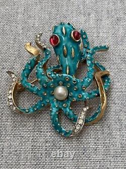 Vintage Crown TRIFARI Alfred Philippe Under The Sea Collection Octopus Brooch