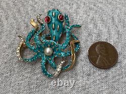 Vintage Crown TRIFARI Alfred Philippe Under The Sea Collection Octopus Brooch