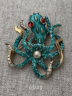 Vintage Crown TRIFARI Alfred Philippe Under The Sea Collection Octopus Brooch