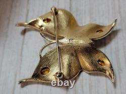 Vintage Crown TRIFARI Gold Butterfly Brooch & Earrings Set ALFRED PHILIPPE 1950s
