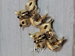 Vintage Crown TRIFARI Gold Butterfly Brooch & Earrings Set ALFRED PHILIPPE 1950s