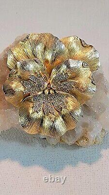 Vintage Crown Trifari 1950 Alfred Philippe Brooch Pin Gold W Silver Tone