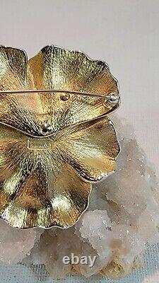 Vintage Crown Trifari 1950 Alfred Philippe Brooch Pin Gold W Silver Tone