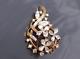 Vintage Crown Trifari ALFRED PHILIPPE White Rhinestone Gold tone Flower Brooch