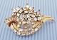 Vintage Crown Trifari Alfred Philippe 1950 Gold tone Rhinestone Brooch