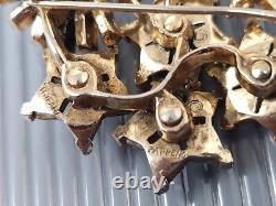 Vintage Crown Trifari Alfred Philippe 1950 Gold tone Rhinestone Brooch