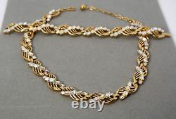 Vintage Crown Trifari Alfred Philippe Ab Rhinestone Gold Tone Necklace Bracelet
