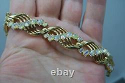 Vintage Crown Trifari Alfred Philippe Ab Rhinestone Gold Tone Necklace Bracelet