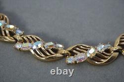 Vintage Crown Trifari Alfred Philippe Ab Rhinestone Gold Tone Necklace Bracelet