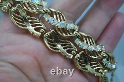 Vintage Crown Trifari Alfred Philippe Ab Rhinestone Gold Tone Necklace Bracelet