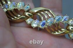 Vintage Crown Trifari Alfred Philippe Ab Rhinestone Gold Tone Necklace Bracelet