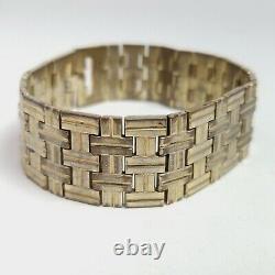 Vintage Crown Trifari Alfred Philippe Articulated Tank Bracelet Gold Tone Signed
