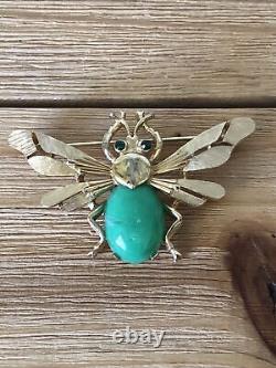 Vintage Crown Trifari Alfred Philippe Bee Insect Jelly Belly Brooch