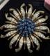 Vintage Crown Trifari Alfred Philippe Blue Crystal Chrysanthemum Flower Brooch