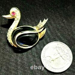 Vintage Crown Trifari Alfred Philippe Blue Jelly Belly Figural Duck Brooch