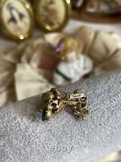 Vintage Crown Trifari Alfred Philippe Blue Sapphire Rhinestone Grapes Earrings