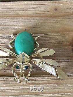 Vintage Crown Trifari Alfred Philippe Bug Jelly Belly Brooch