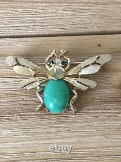 Vintage Crown Trifari Alfred Philippe Bug Jelly Belly Brooch