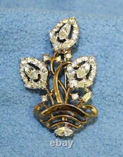 Vintage Crown Trifari Alfred Philippe Crystal Flower Pin Brooch